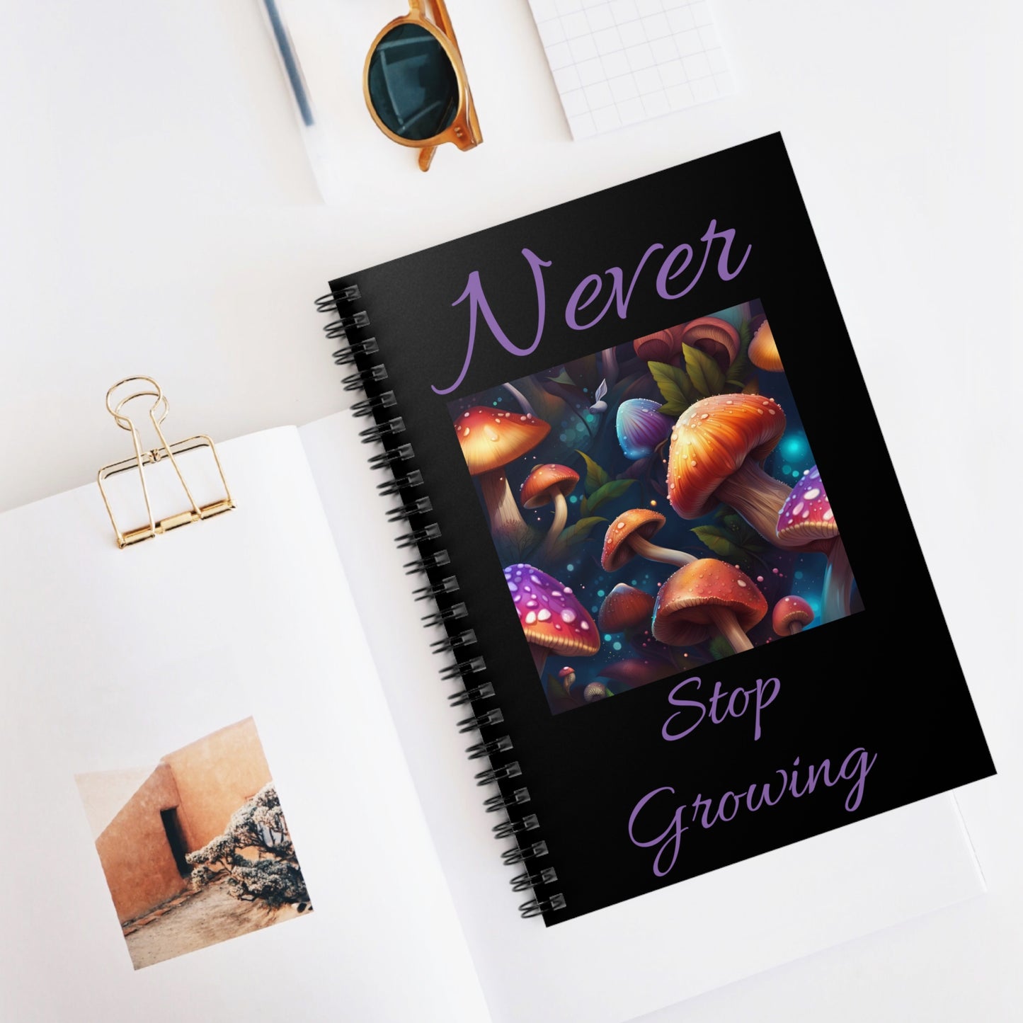 Magical Mushroom Spiral Notebook - Ruled Line Never Stop Growing