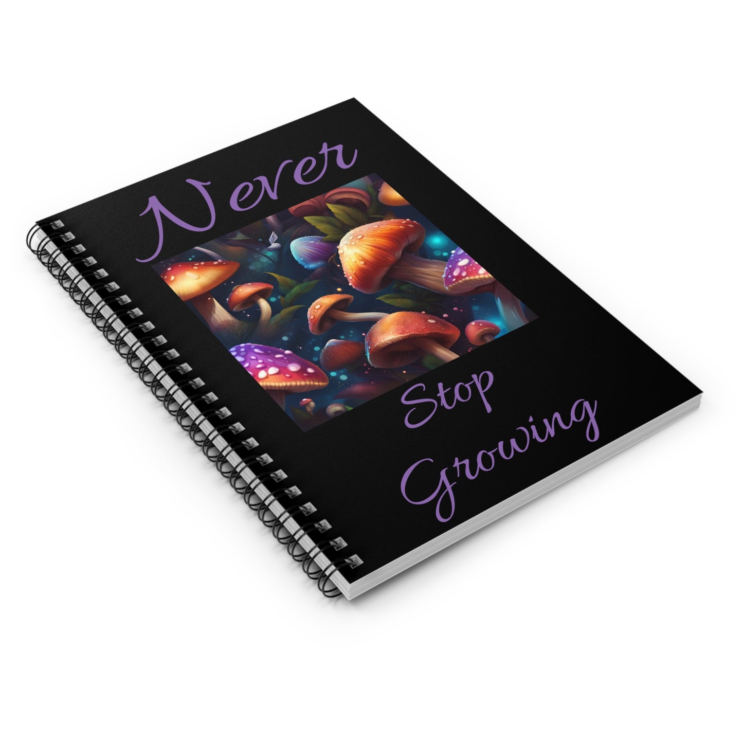 Magical Mushroom Spiral Notebook - Ruled Line Never Stop Growing