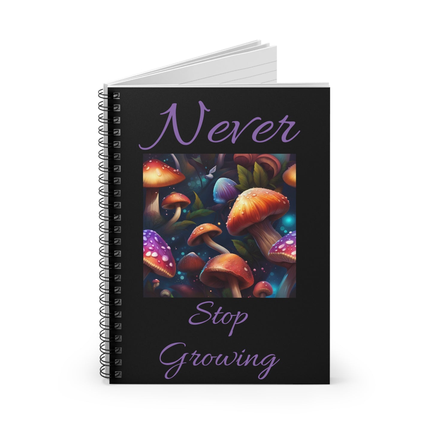 Magical Mushroom Spiral Notebook - Ruled Line Never Stop Growing