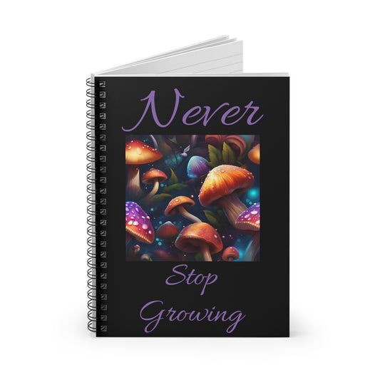 Magical Mushroom Spiral Notebook - Ruled Line Never Stop Growing