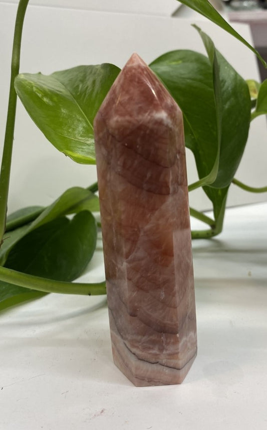 Natural Pork Stone or Red Banded Calcite Tower