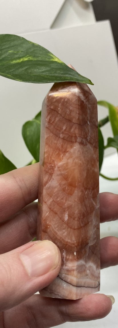 Natural Pork Stone or Red Banded Calcite Tower