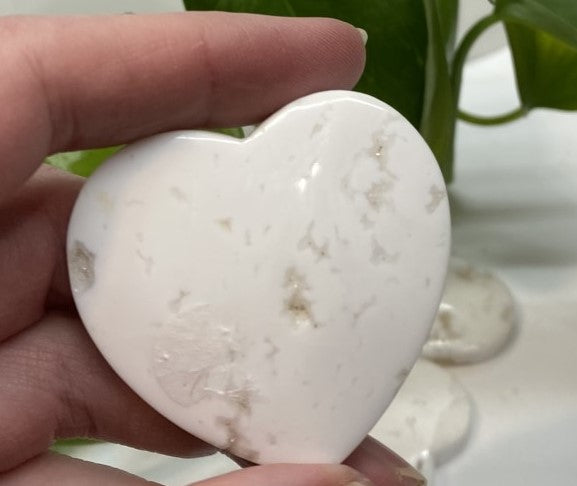 Snow Agate Heart White Agate Heart