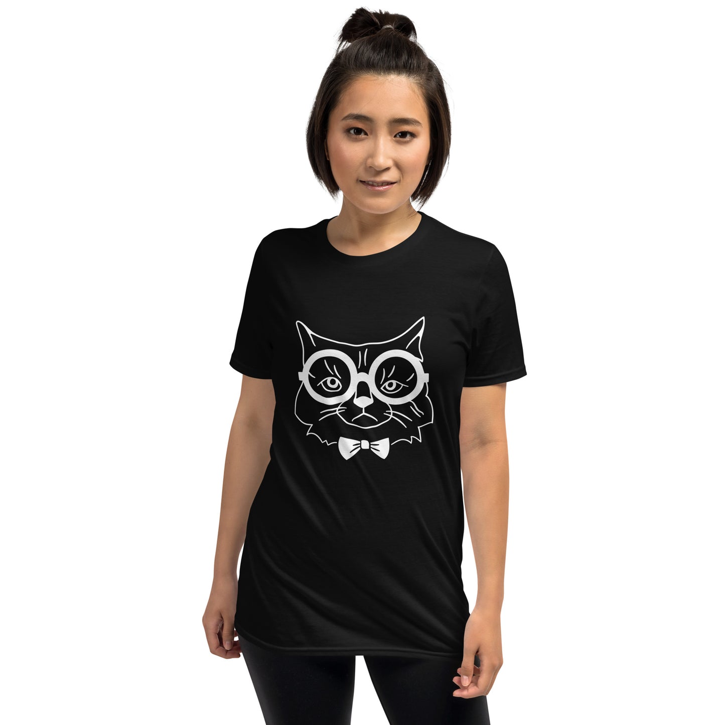 Intelligent Cat in Glasses Short-Sleeve Unisex T-Shirt