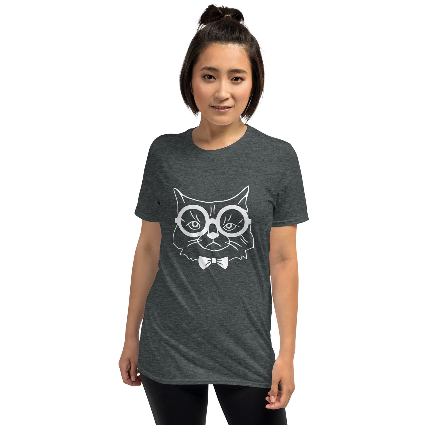 Intelligent Cat in Glasses Short-Sleeve Unisex T-Shirt