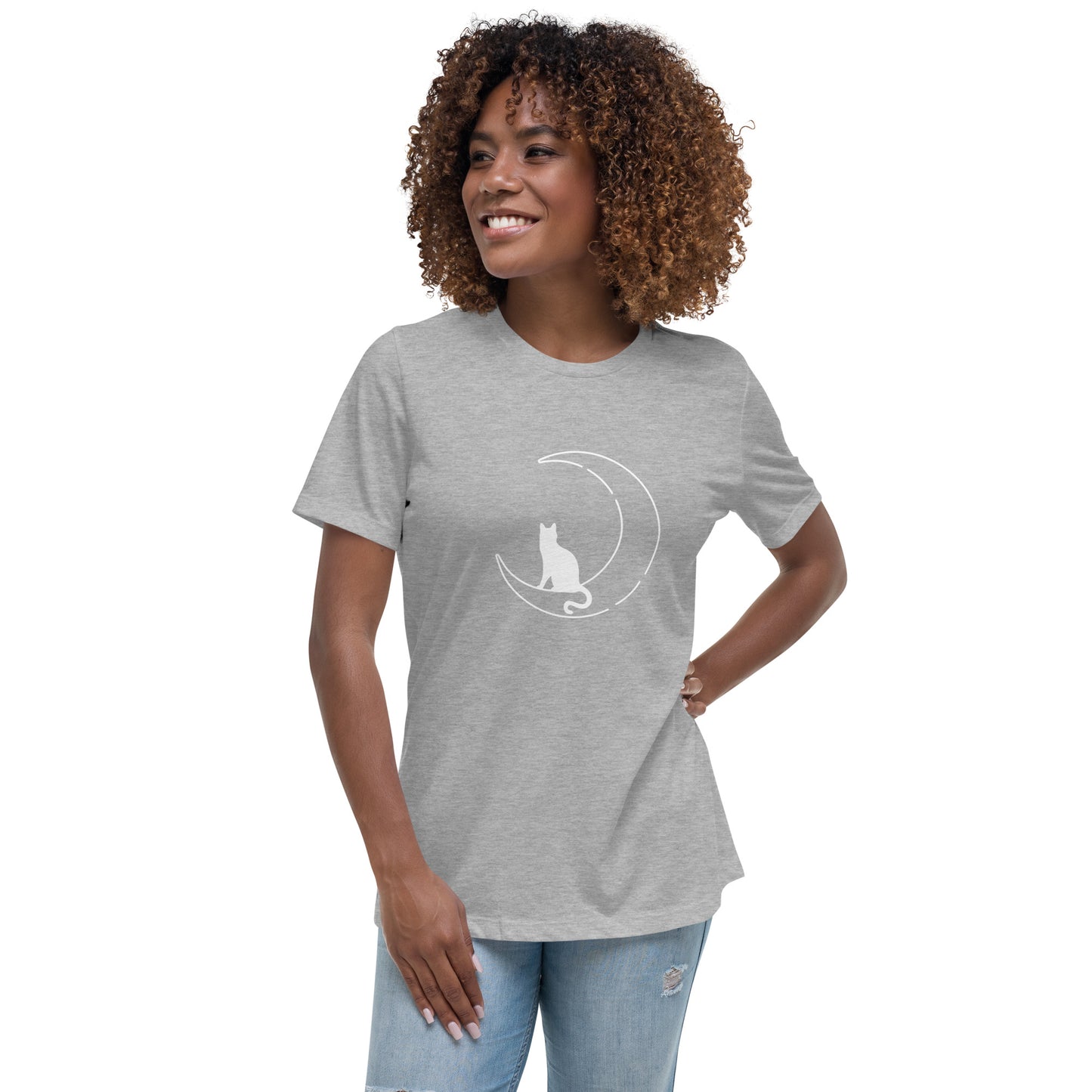 Cat sitting on the Moon Women's Relaxed T-Shirt