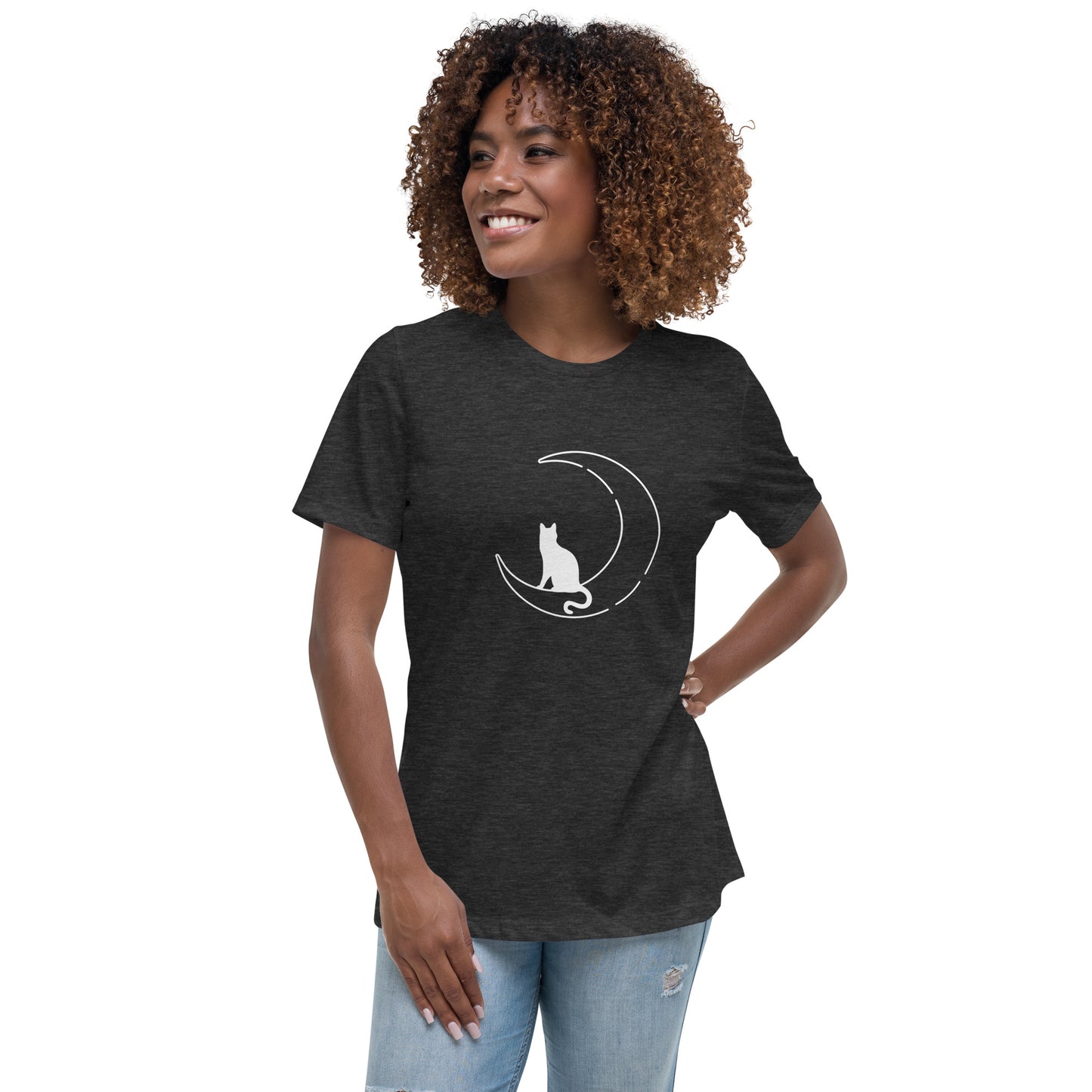 Cat sitting on the Moon Women's Relaxed T-Shirt