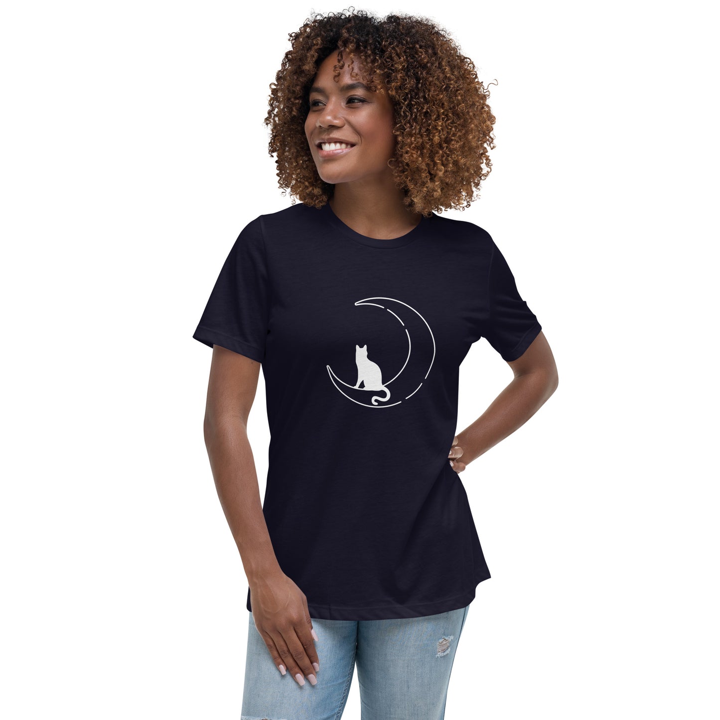 Cat sitting on the Moon Women's Relaxed T-Shirt